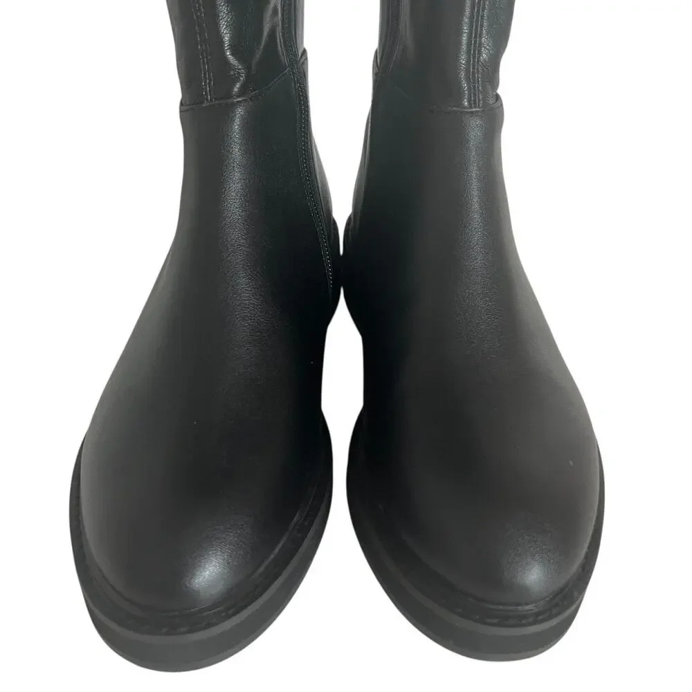 Steve Madden Larz Over The Knee Black Faux Leather Boots Size 5.5M